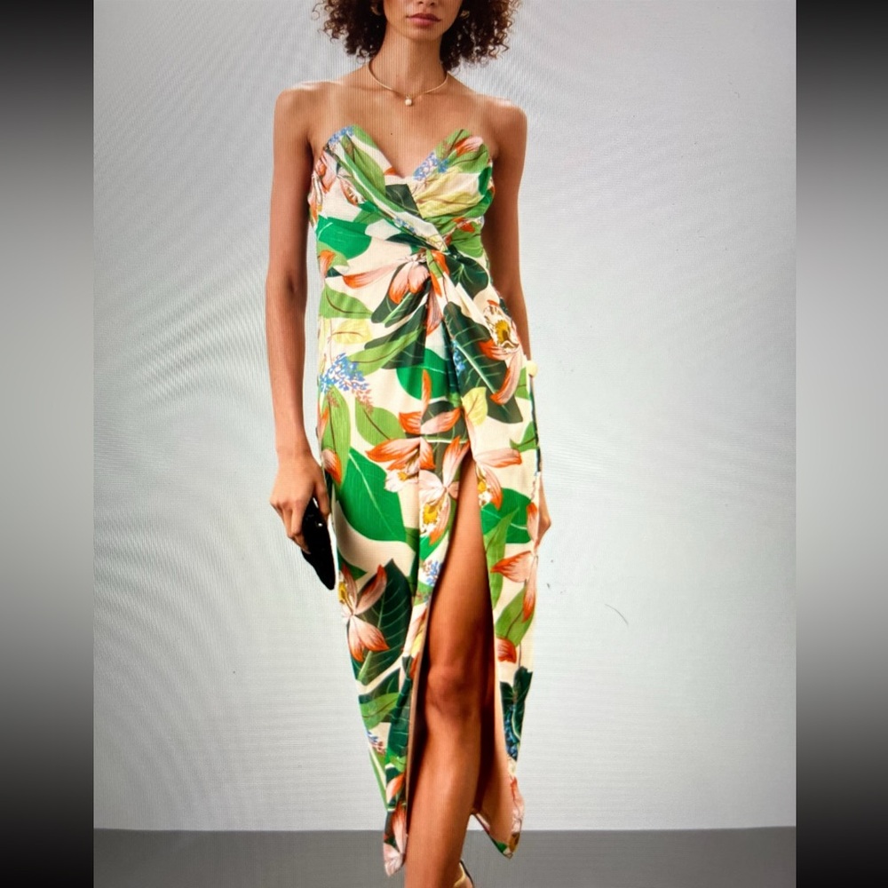 Katie May Tropical Floral Strapless Dress